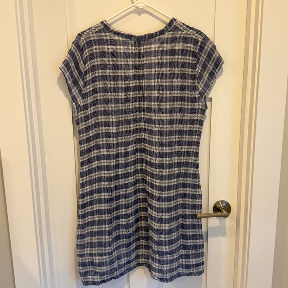 CP Shades Blue White Plaid Linen Regina Cap Sleeve Tunic Dress size small - Picture 4 of 6